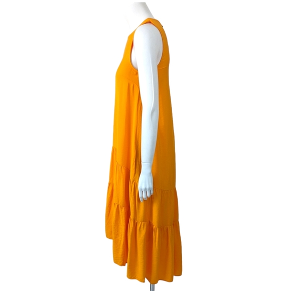 Anthropologie Maeve Marlene Maxi Dress Tiered Women XS Tangelo Orange Sleeveless - Picture 6 of 14